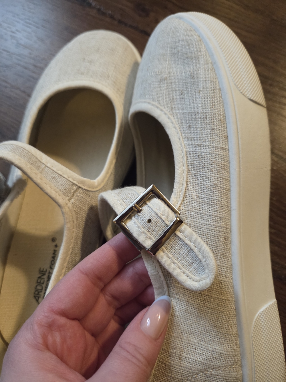 ☀️ 3/$15 - Ardene Cream Mary Jane Canvas Shoes with Buckle - Picture 8 of 9